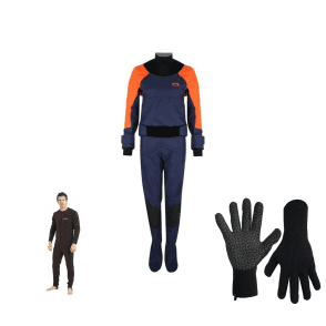 Hendra Hinge Womens Drysuit, Fleece Under Suit and Storm 3 Gloves Bundle